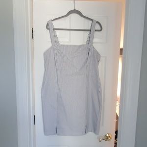 Forever 21 White and navy pinstripes dress.